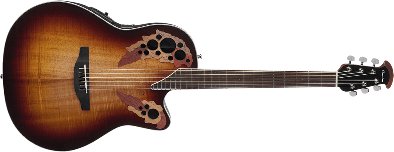Ovation Ce48p-koab Celebrity Elite Exotic Super Shallow Cw Koa Lyrachord Ova - Dark Burst Koa - Guitare Electro Acoustique - Main picture