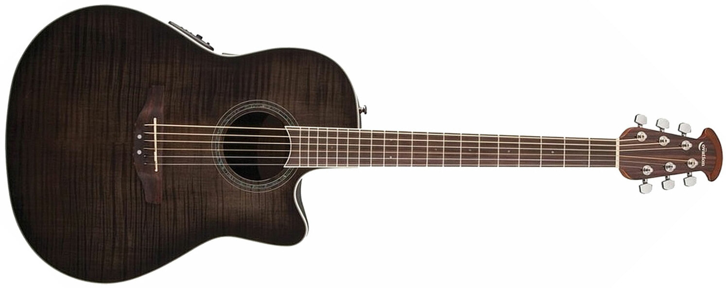 Ovation Cs24p-tbby Celebrity Standard Plus Mid Depth Cw Erable Lyrachord Rw - Trans Black - Guitare Electro Acoustique - Main picture