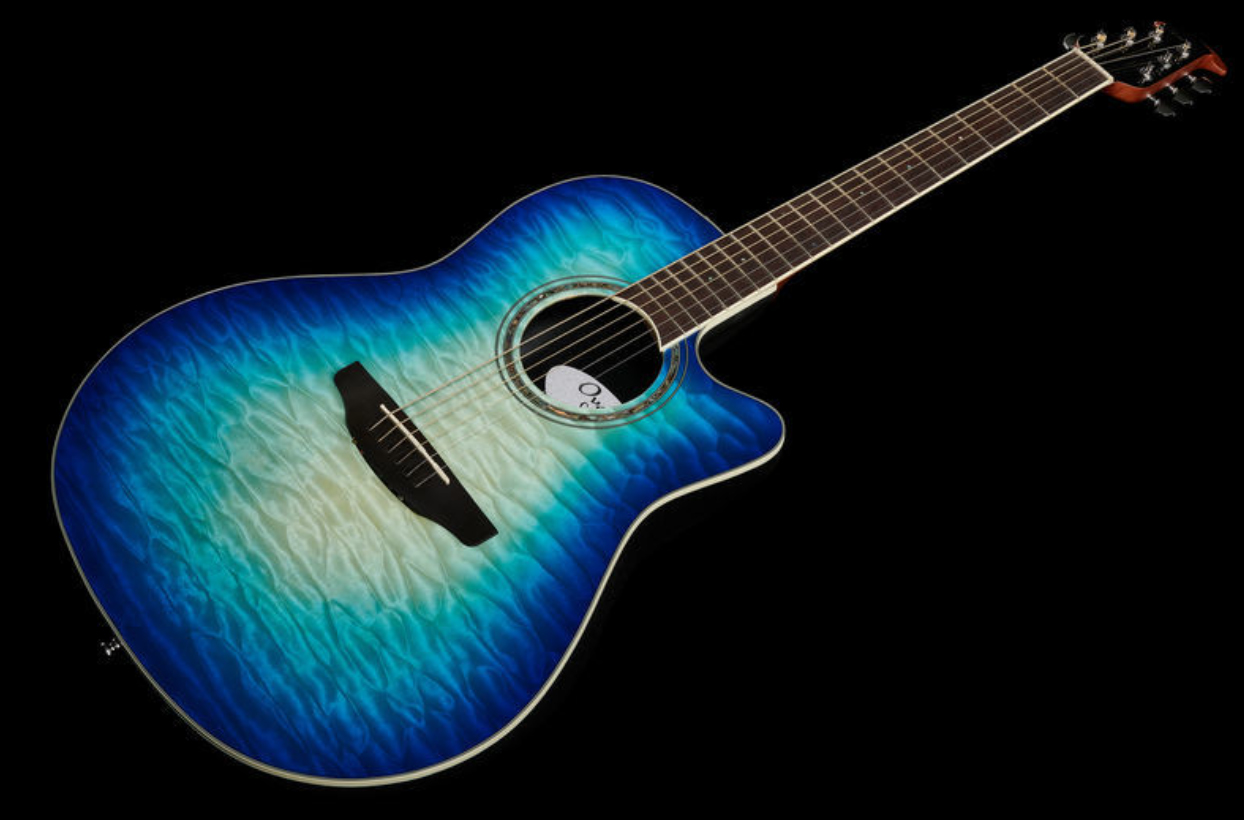 Ovation Cs28p-rg Celebrity Tradition Super Shallow Depth Cw Erable Lyrachord Ova - Caribbean Blue - Guitare Electro Acoustique - Variation 1