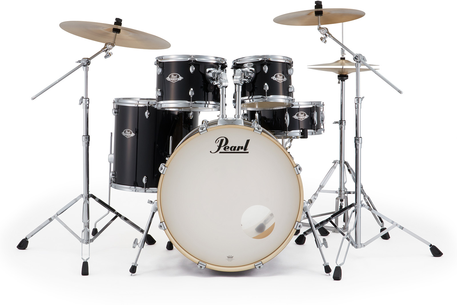 Pearl Exx725snbrc-31 Export Rock 22 - Jet Black - Batterie Acoustique Rock - Main picture