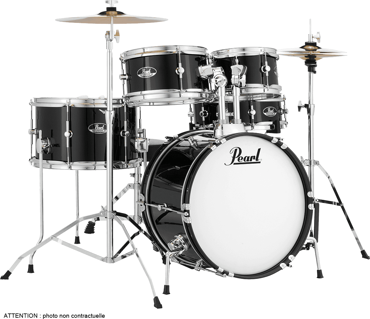 Pearl Kit Junior 16 - Jet Black - Batterie Acoustique Fusion - Main picture