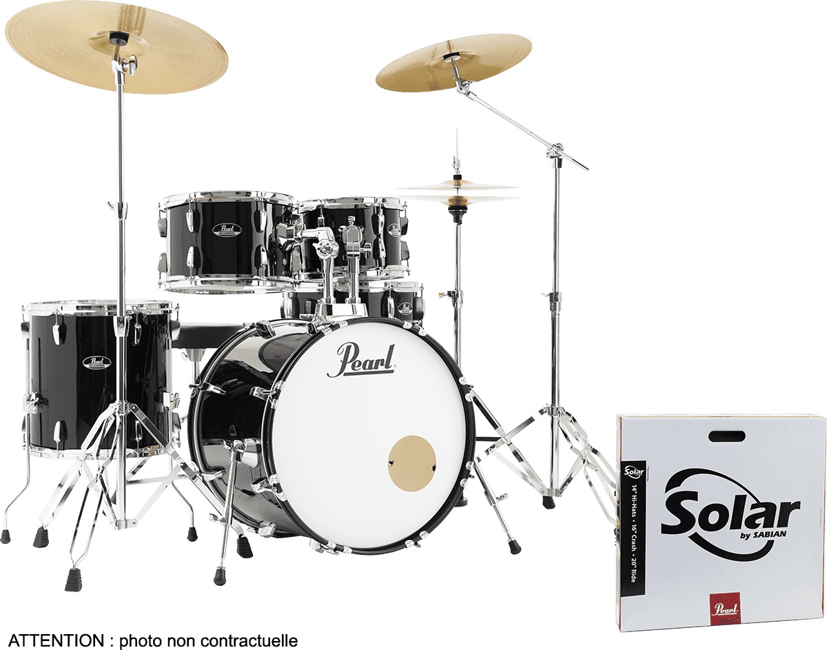 Pearl Roadshow Fusion 20 + B50 + Pack Solar Sabian Jet Black - 4 FÛts - Jet Black - Batterie Acoustique Standard - Main picture