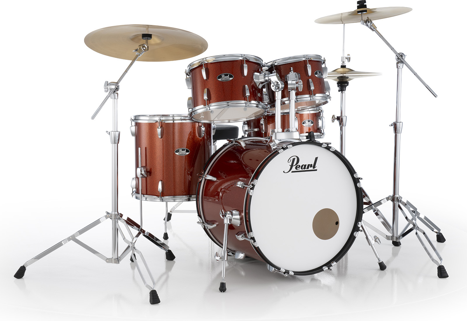 Pearl Roadshow Plus Rock 22'' + Pack Sabian Solar 3 Cymbales - 5 FÛts - Burnt Orange Sparkle - Batterie Acoustique Rock - Main picture