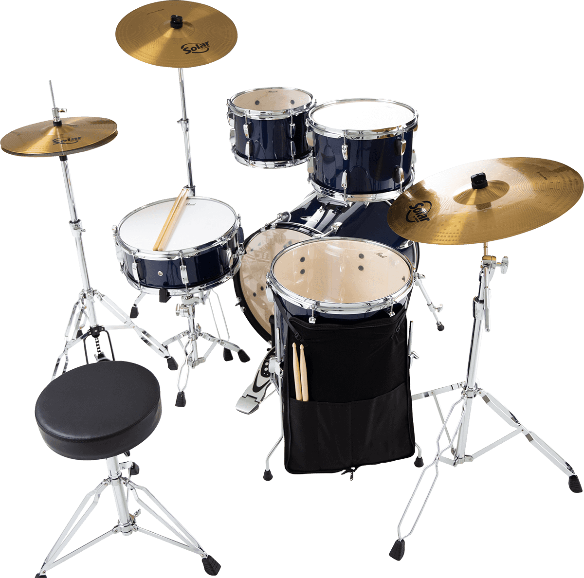 Pearl Roadshow Fusion 20 + B-50 + Ride 20 - 5 FÛts - Royal Blue Metallic - Batterie Acoustique Fusion - Variation 1
