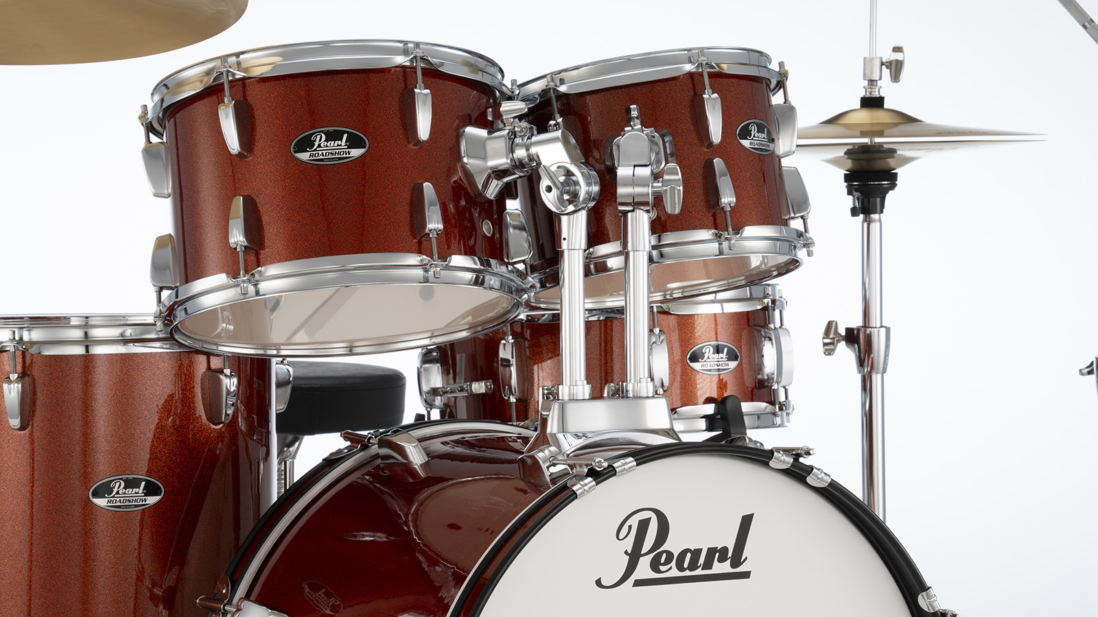 Pearl Roadshow Plus Fusion 20'' + Pack Sabian Solar 3 Cymbales - 5 FÛts - Burnt Orange Sparkle - Batterie Acoustique Fusion - Variation 2