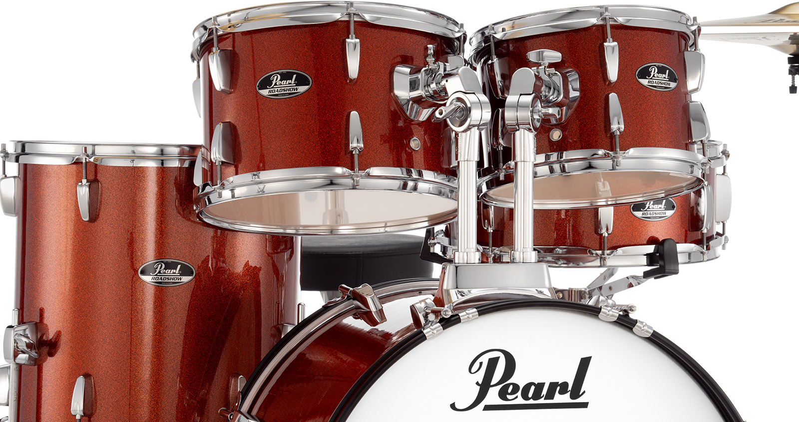 Pearl Roadshow Plus Fusion 20'' + Pack Sabian Solar 3 Cymbales - 5 FÛts - Burnt Orange Sparkle - Batterie Acoustique Fusion - Variation 5