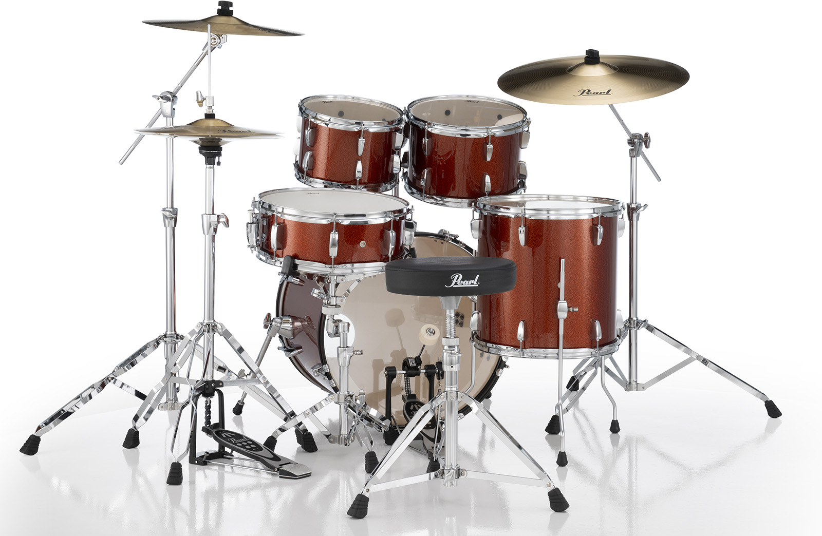Pearl Roadshow Plus Fusion 20'' + Pack Sabian Solar 3 Cymbales - 5 FÛts - Burnt Orange Sparkle - Batterie Acoustique Fusion - Variation 6