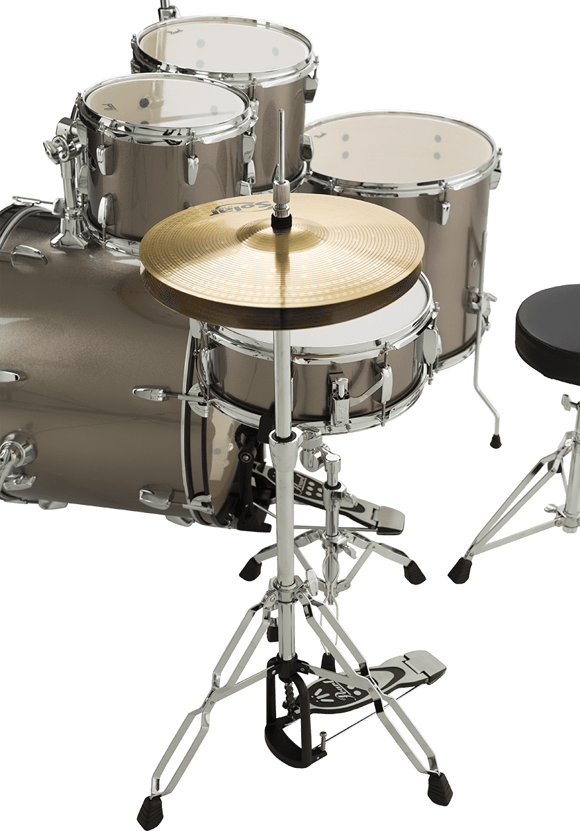 Pearl Rock 22 5 Futs + Pack Sabian Solar - Bronze Metallic - Batterie Acoustique Rock - Variation 3