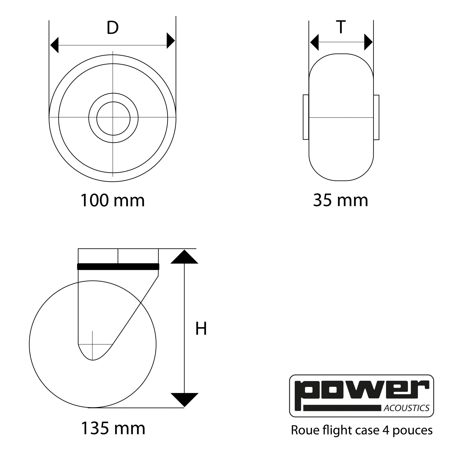 Power Acoustics Roue Flight Case 4 Pouces - - Etui & Flight Éclairage - Variation 2