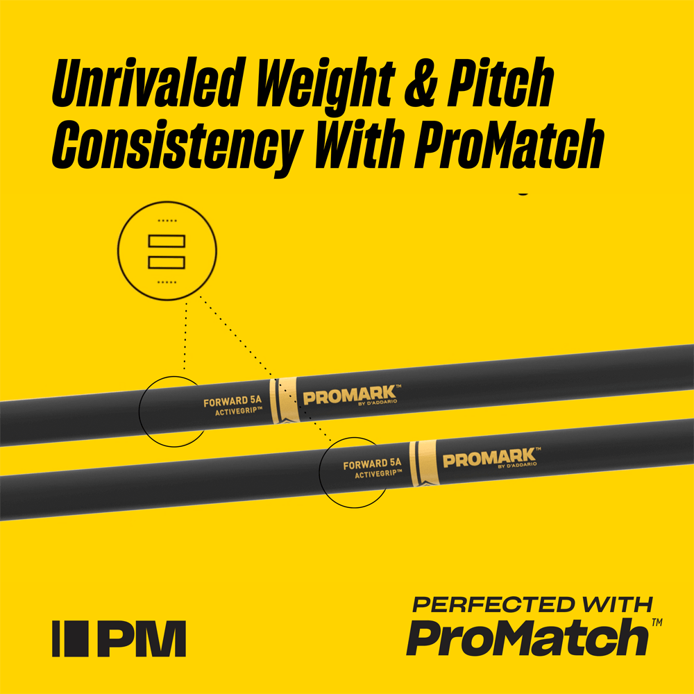 Pro Mark R5abag Rebound 5ab Activegrip Hickory Drumstick, Acorn Wood Tip - Baguette Batterie - Variation 3