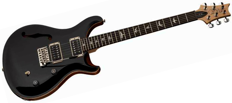 Prs Ce 24 Semi-hollow Bolt-on Usa 2h Trem Rw - Black Top W/ Natural Back - Guitare Électrique 1/2 Caisse - Variation 1
