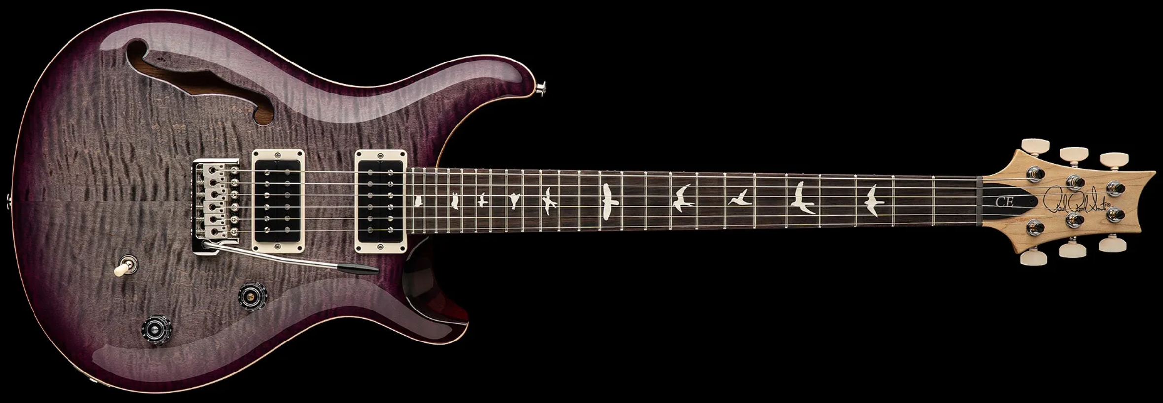 Prs Ce 24 Semi-hollow Bolt-on Usa 2h Trem Rw - Faded Gray Black Purple Burst - Guitare Électrique 1/2 Caisse - Variation 3