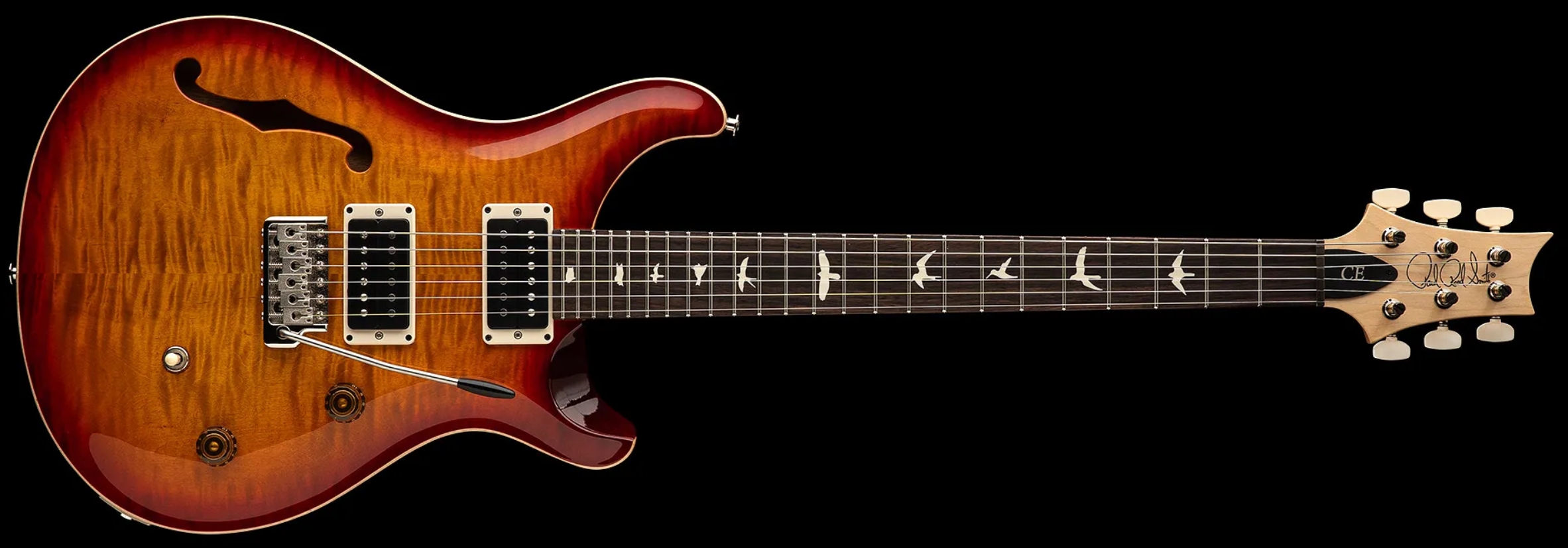 Prs Ce 24 Semi-hollow Bolt-on Usa 2h Trem Rw - Dark Cherry Sunburst - Guitare Électrique 1/2 Caisse - Variation 3