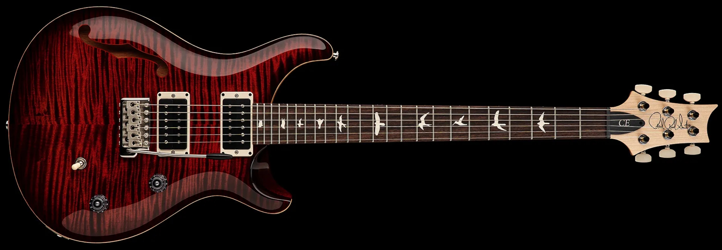 Prs Ce 24 Semi-hollow Bolt-on Usa 2h Trem Rw - Fire Red Burst - Guitare Électrique 1/2 Caisse - Variation 3