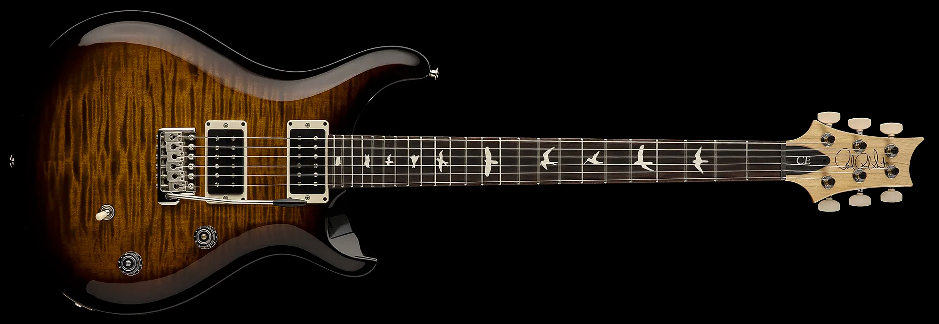 Prs Ce24 Bolt-on Usa 2h 85/15 Trem Rw - Black Amber - Guitare Électrique Double Cut - Variation 3