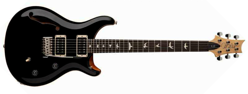 Prs Ce 24 Semi-hollow Bolt-on Usa 2h Trem Rw - Black Top W/ Natural Back - Guitare Électrique 1/2 Caisse - Main picture