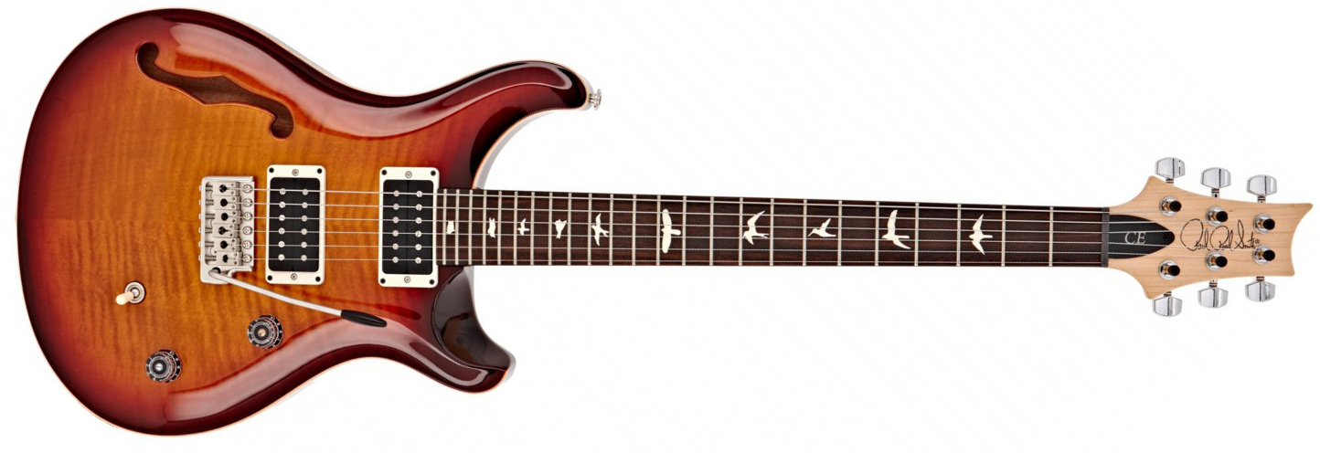 Prs Ce 24 Semi-hollow Bolt-on Usa Hh Trem Rw - Dark Cherry Sunburst - Guitare Électrique Double Cut - Main picture