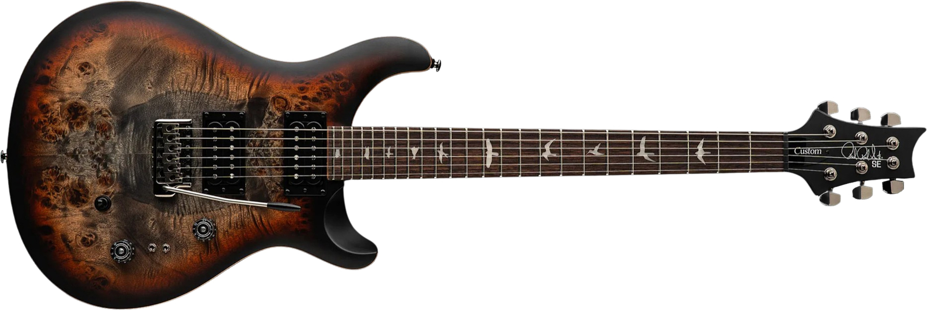 Prs Custom 24-08 Poplar Burl Se Exotic Veneer Trem 2h Rw - Charcoal Cherry Midnight Burst - Guitare Électrique Double Cut - Main picture