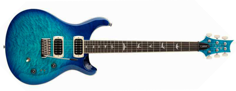 Prs Custom 24-08 Quilt Se (wing Tuners) 2h Trem Rw - Lake Blue - Guitare Électrique Double Cut - Main picture