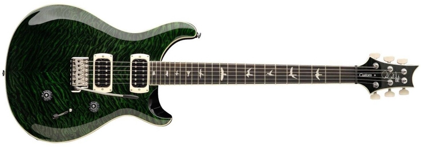 Prs Custom 24 Quilt Se (wing Tuners) 2h Trem Rw - Teal Black - Guitare Électrique Double Cut - Main picture