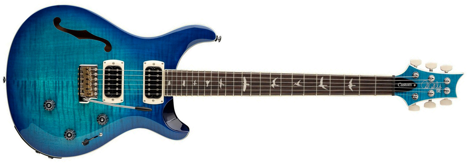 Prs Custom 24 Semi Hollow Piezo Se (wing Tuners) 2h Ht Rw - Lake Blue - Guitare Électrique 1/2 Caisse - Main picture