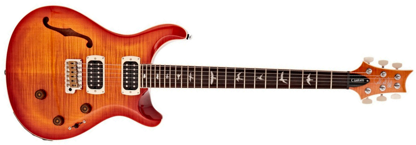 Prs Custom 24 Semi Hollow Piezo Se (wing Tuners) 2h Ht Rw - Vintage Sunburst - Guitare Électrique 1/2 Caisse - Main picture