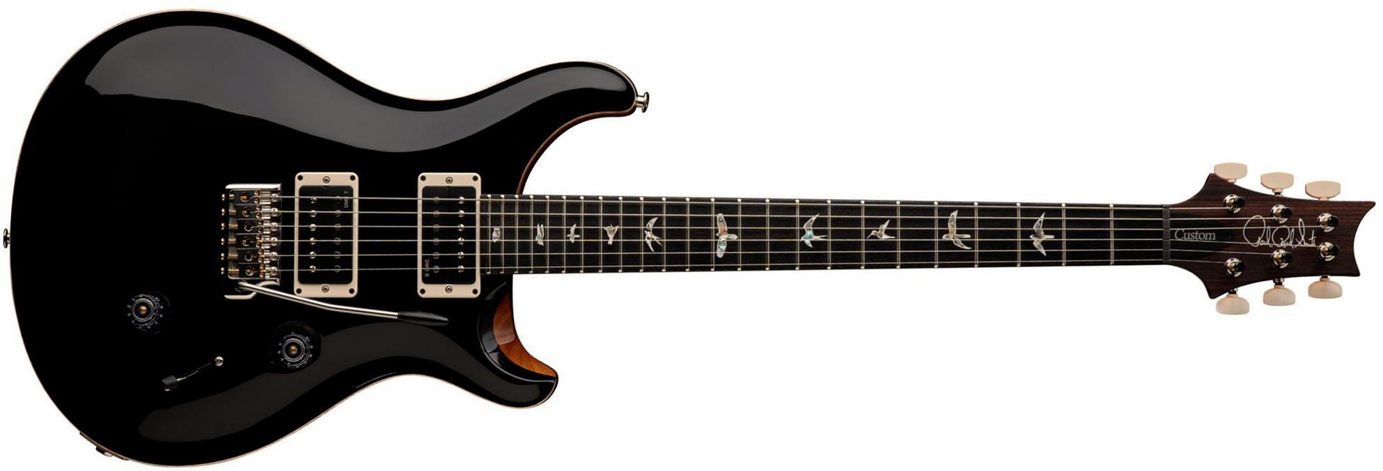 Prs Custom 24 Usa 2h Dmo Trem Rw - Black Top / Natural Back - Guitare Électrique Double Cut - Main picture