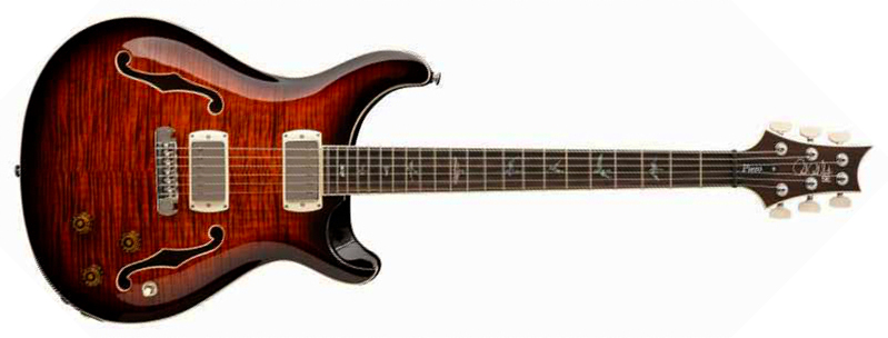 Prs Hollowbody Ii Piezo Se (wing Tuners) 2h Ht Eb - Orange Tiger Smokeburst - Guitare Électrique 1/2 Caisse - Main picture