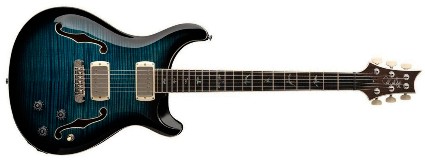 Prs Hollowbody Ii Piezo Se (wing Tuners) 2h Ht Eb - Peacock Blue Burst - Guitare Électrique 1/2 Caisse - Main picture