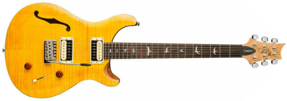 Prs Se Custom 22 Semi-hollow 2021 Hh Trem Rw +housse - Santana Yellow - Guitare Électrique 1/2 Caisse - Main picture
