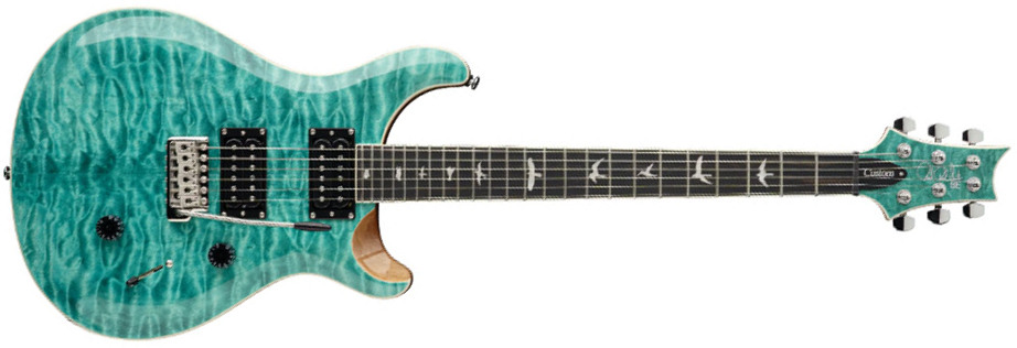 Prs Se Custom 24 Quilt 2h Trem Eb - Turquoise - Guitare Électrique Double Cut - Main picture