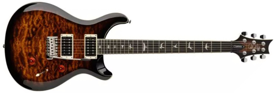 Prs Se Custom 24 Quilt 2h Trem Eb - Black Gold Burst - Guitare Électrique Double Cut - Main picture