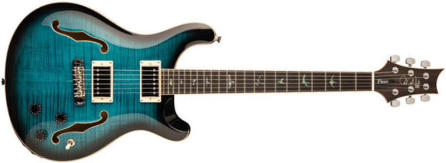 Prs Se Hollowbody Ii Piezo 2020 Hh Trem Eb - Peack Blue Smokeburst - Guitare Électrique 1/2 Caisse - Main picture