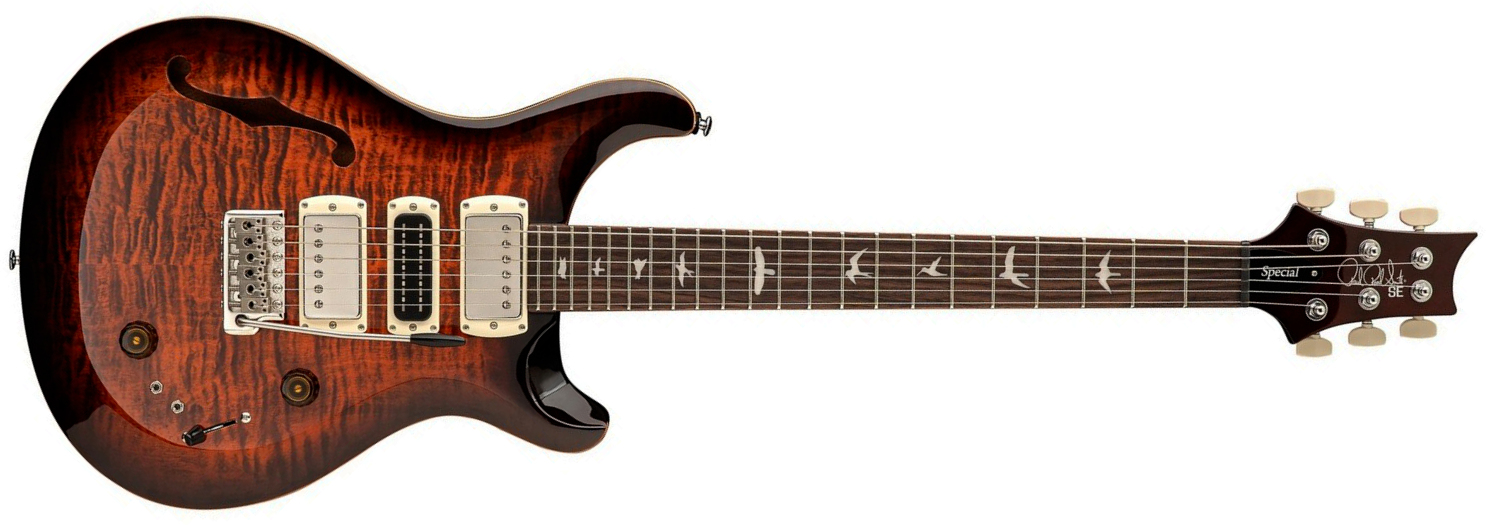 Prs Special Semi Hollow Se (wing Tuners) 2h Ht Rw - Orange Tiger Smokeburst - Guitare Électrique 1/2 Caisse - Main picture