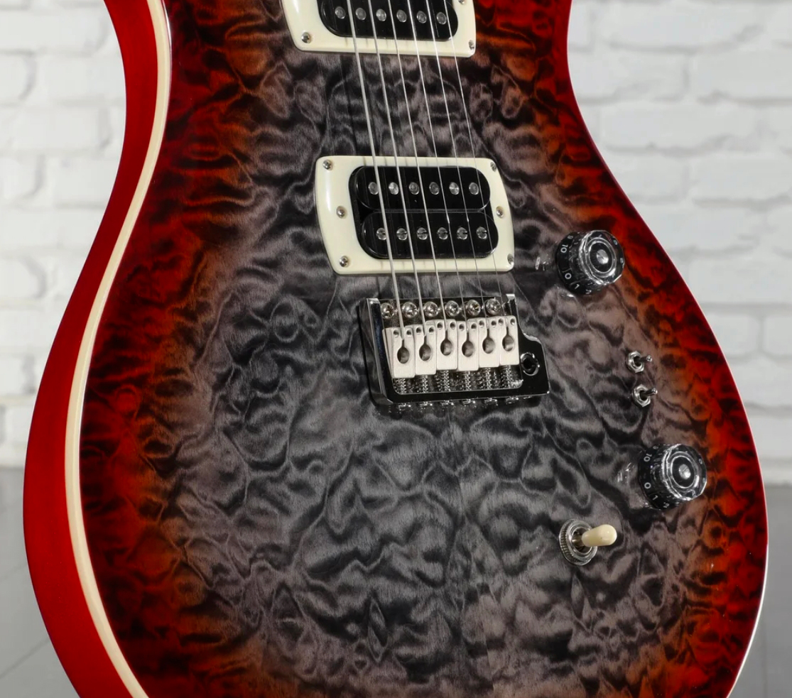 Prs Custom 24-08 Quilt Se (wing Tuners) 2h Trem Rw - Charcoal Cherry Burst - Guitare Électrique Double Cut - Variation 3
