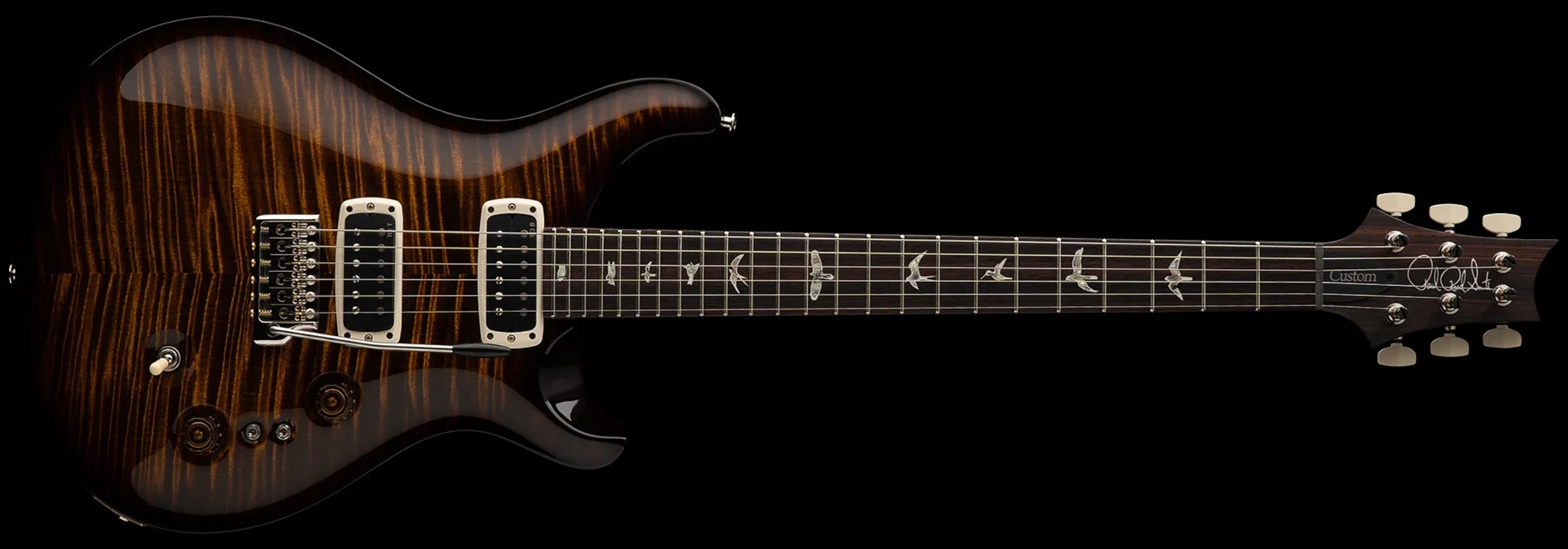 Prs Custom 24-08 Usa 2h Tci Trem Rw - Black Gold Wraparound Burst - Guitare Électrique Double Cut - Variation 2