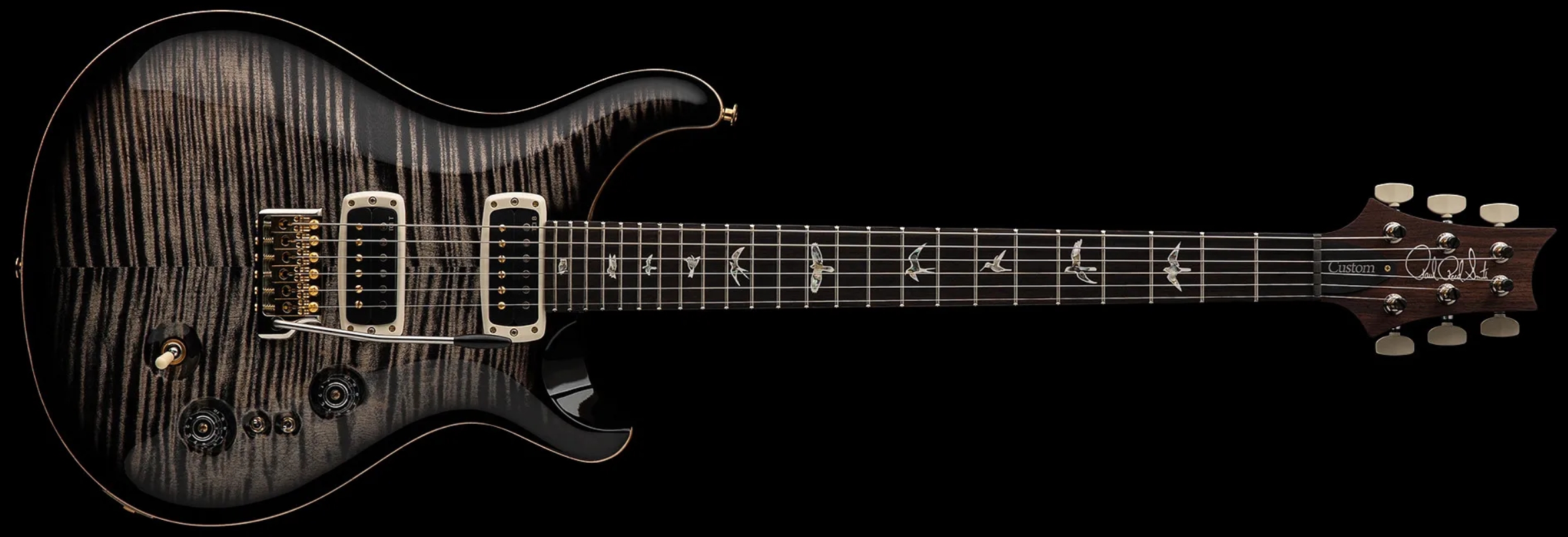 Prs Custom 24-08 Usa 2h Tci Trem Rw - Charcoal Burst - Guitare Électrique Double Cut - Variation 2