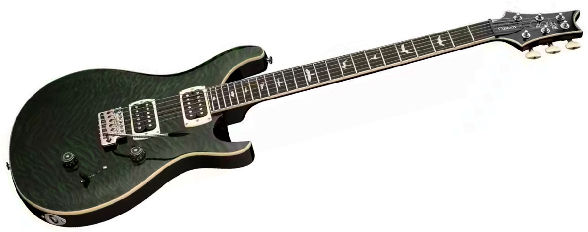 Prs Custom 24 Quilt Se (wing Tuners) 2h Trem Rw - Teal Black - Guitare Électrique Double Cut - Variation 1