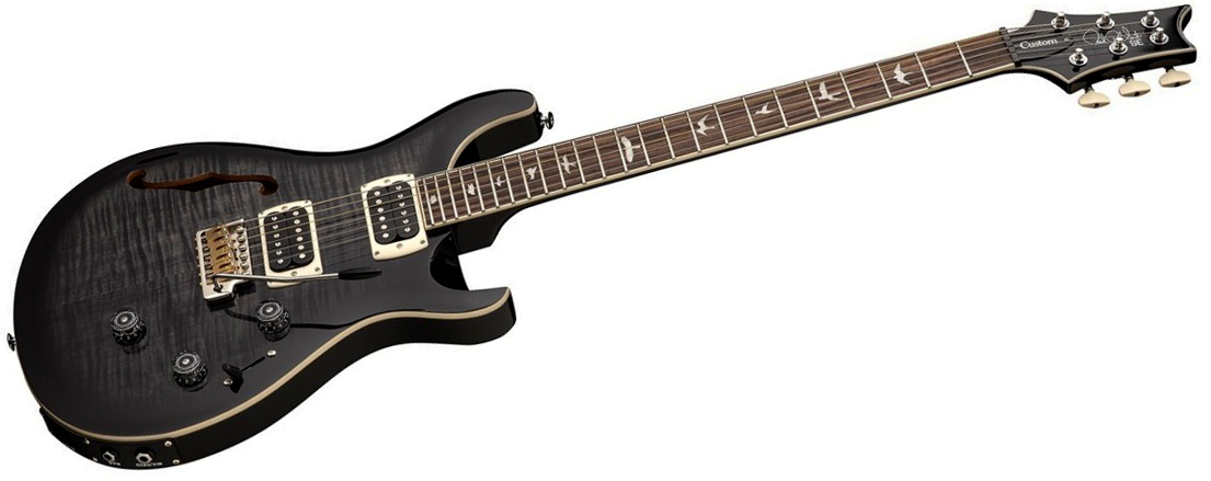 Prs Custom 24 Semi Hollow Piezo Se (wing Tuners) 2h Ht Rw - Charcoal Burst - Guitare Électrique 1/2 Caisse - Variation 2
