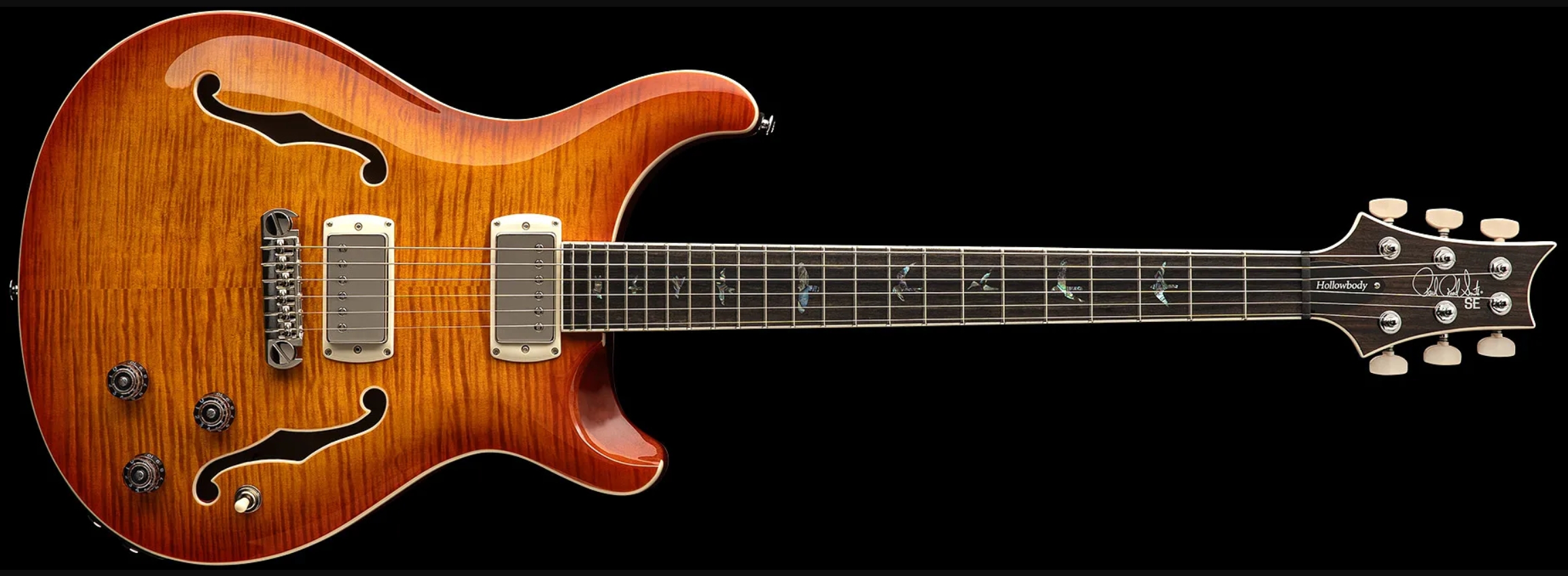 Prs Hollowbody Ii Piezo Se (wing Tuners) 2h Ht Eb - Vintage Sunburst - Guitare Électrique 1/2 Caisse - Variation 3
