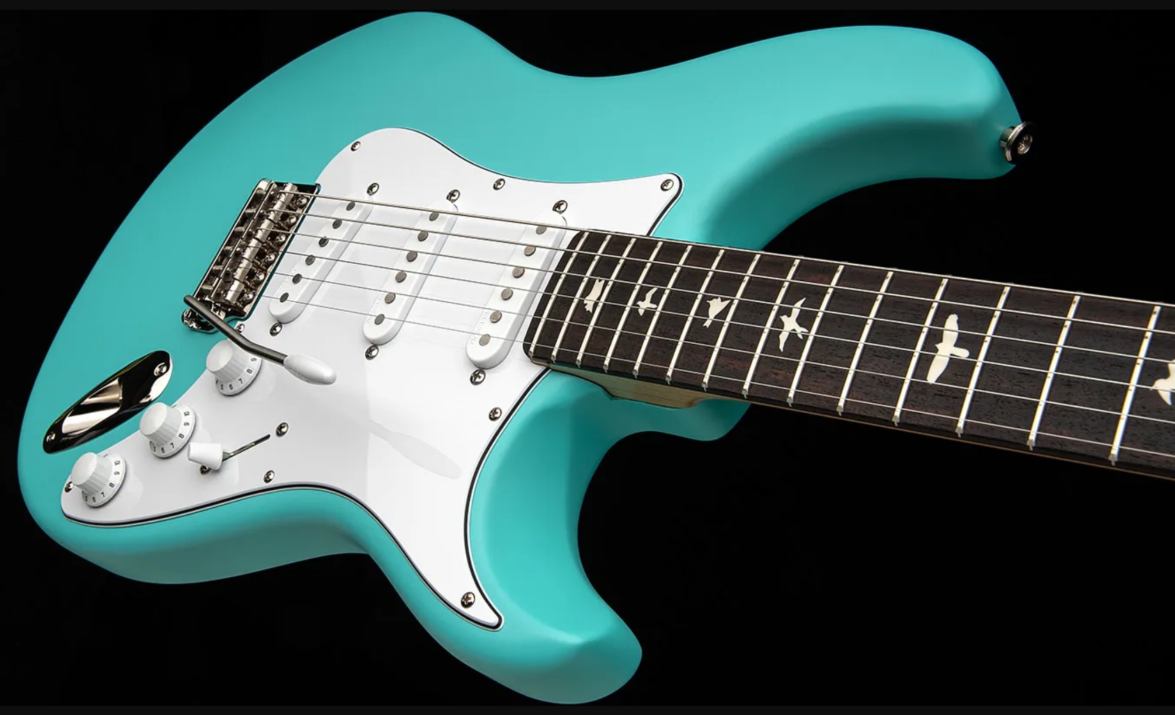 Prs John Mayer Silver Sky Bolt-on Usa Ltd Trem 3s Rw - Wild Blue Satin - Guitare Électrique Double Cut - Variation 2