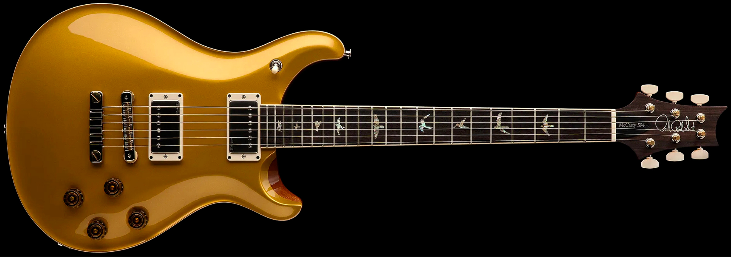 Prs Mccarty 594 Usa 2h Ht Rw - Gold Top Natural Back - Guitare Électrique Double Cut - Variation 1