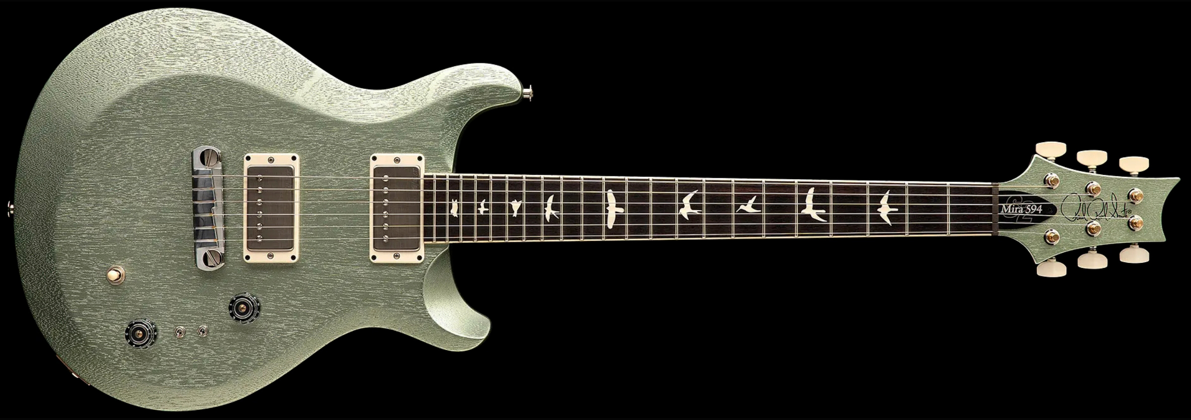 Prs Mira 594 Satin S2 Usa 2h Ht Rw - Mavis Mint Metallic - Guitare Électrique Double Cut - Variation 3