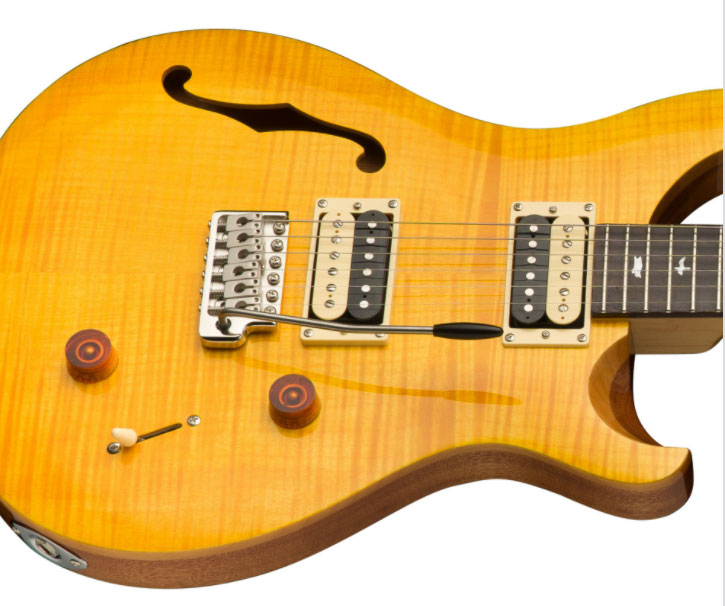 Prs Se Custom 22 Semi-hollow 2021 Hh Trem Rw +housse - Santana Yellow - Guitare Électrique 1/2 Caisse - Variation 2