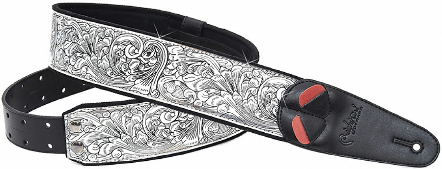 Righton Straps Vegan Mojo Revolver Guitar Strap 2.3inc Silver - Sangle Courroie - Main picture