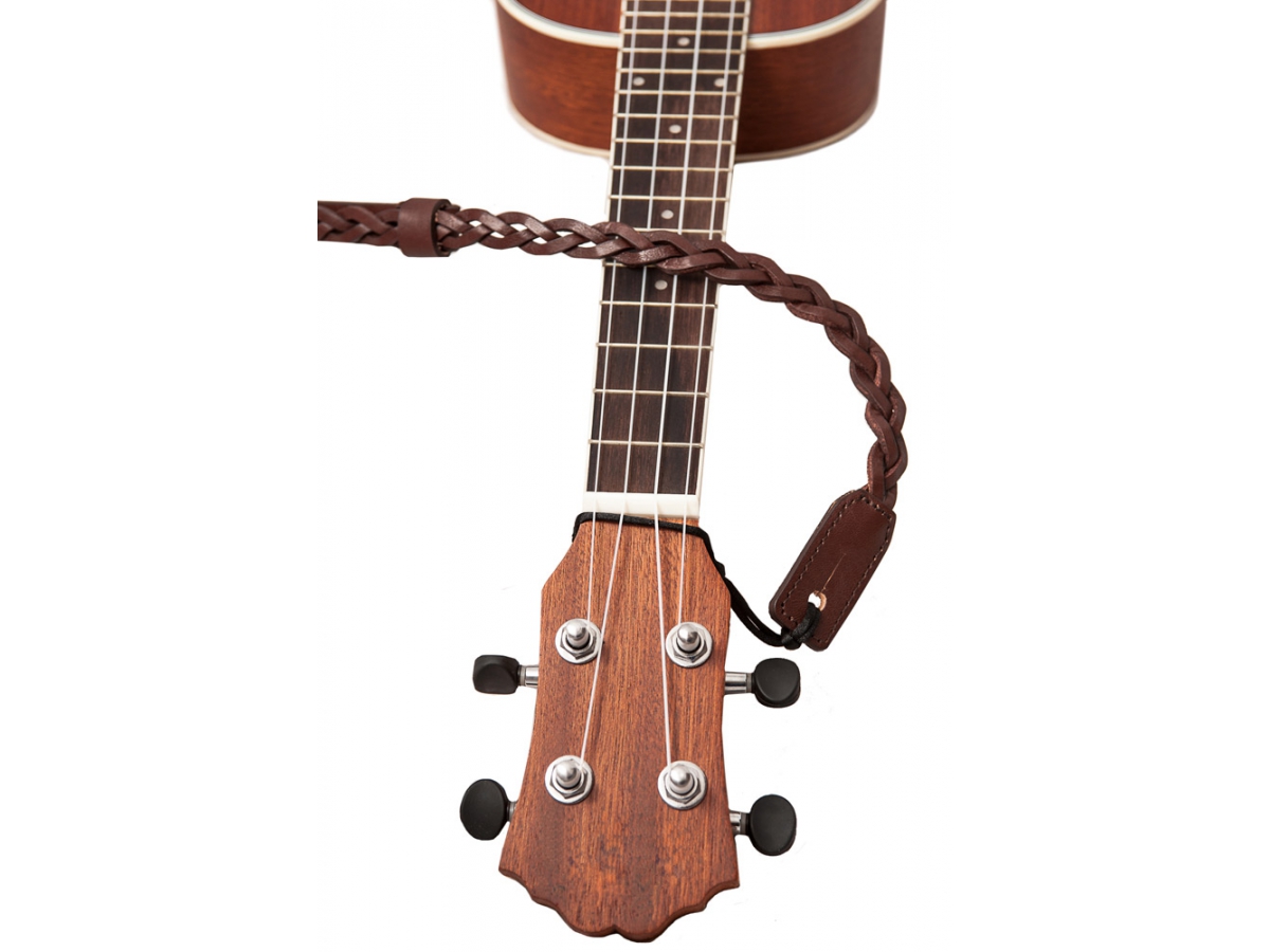 Righton Straps Ukulele Strap Plait Leather Courroie Cuir 0.6inc Black - Sangle Ukulele & Mandoline - Variation 2