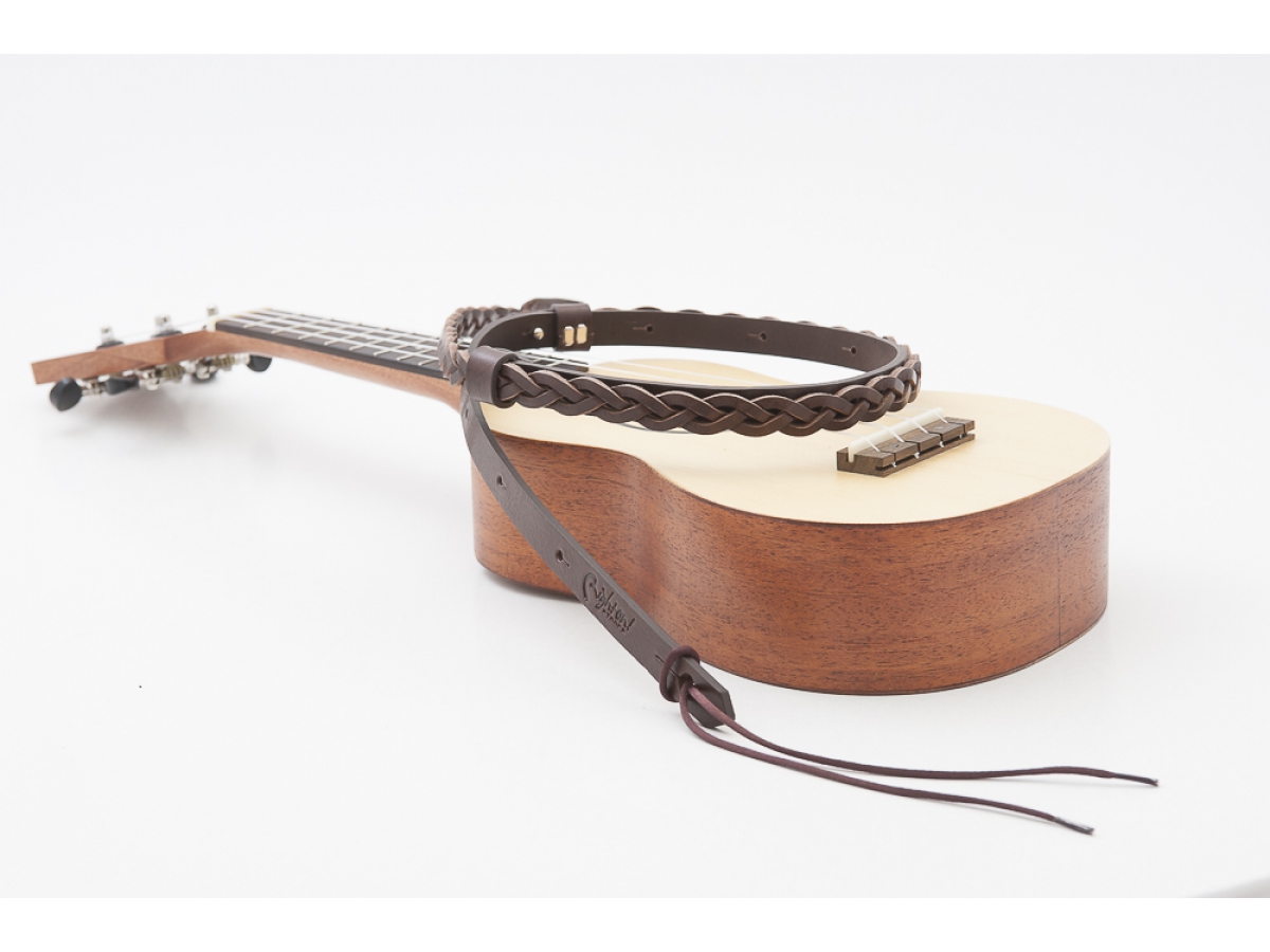 Righton Straps Ukulele Strap Plait Leather Courroie Cuir 0.6inc Brown - Sangle Ukulele & Mandoline - Variation 4