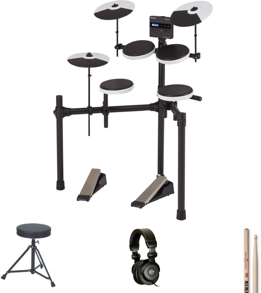 Roland Td-02k V-drums+ American Classic 5a Hickory+ Dt90 Basix 100 Series + X-hp1 - Pack Batterie - Main picture