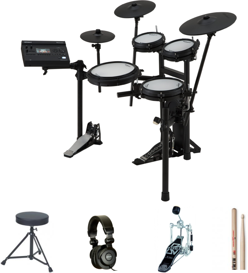 Roland Td-313 V-drums Bundle Complet - X-hp1 + Dt90 + Vic5a + Hp30 - Pack Batterie - Main picture