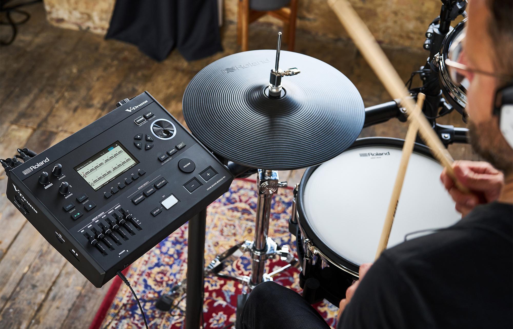 Roland Td-516 V-drums Bundle Complet - X-hp1 + Vic5a + Hp600d + Hh205 + Hs40wn + Ht130 - Pack Batterie - Variation 7